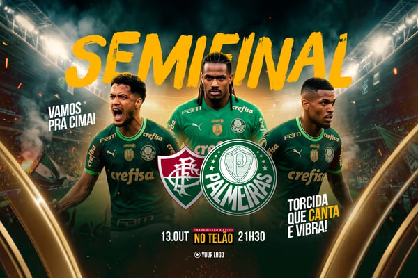 FUTEBOL SEMIFINAL PALMEIRAS SOCIAL MEDIA FLYER PSD EDITÁVEL