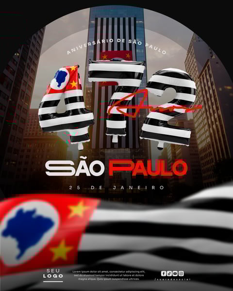 ANIVERSÁRIO SÃO PAULO 25 DE JANEIRO 472 ANOS SOCIAL MEDIA PSD EDITÁVEL 5
