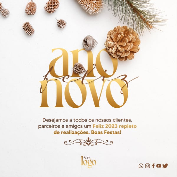 SOCIAL MEDIA - FEED - FELIZ ANO NOVO - DESEJAMOS A TODOS OS NOSSOS CLIENTES E AMIGOS UM FELIZ 2023 REPLETO DE