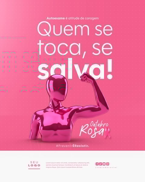 OUTUBRO ROSA CAMPANHA INTERNACIONAL DE CONSCIENTIZAÇÃO PARA O CONTROLE DO CÂNCER DE MAMA SOCIAL MEDIA PSD EDITÁVEL 2