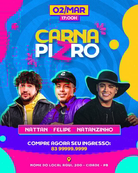 FLYER EVENTO PSD EDITÁVEL FEED CARNA PIZERO