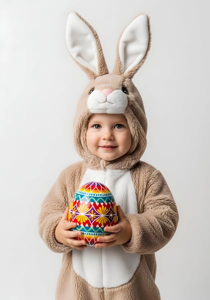 CRIANÇA COM FANTASIA DE COELHINHO DA PÁSCOA 01