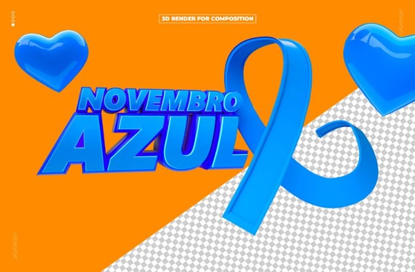 SELO 3D NOVEMBRO AZUL PARA COMPOSIÇÃO 3D