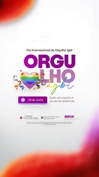 DIA INTERNACIONAL DO ORGULHO LGBT SOCIAL MEDIA PSD EDITÁVEL