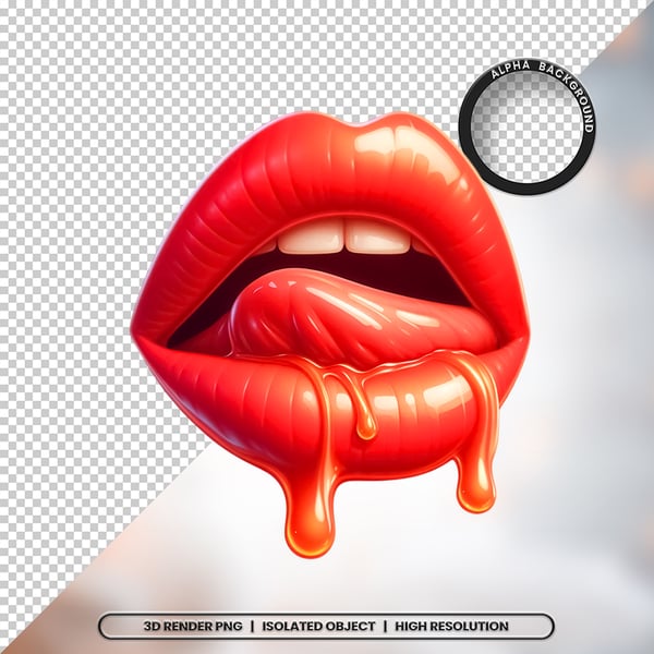 3D RENDER BOCA LÍNGUA LEITE ELEMENTO ÍCONE PSD PNG