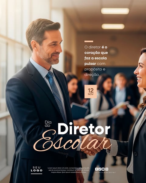 DIA DO DIRETOR ESCOLAR 12 DE NOVEMBRO SOCIAL MEDIA PSD EDITÁVEL 2