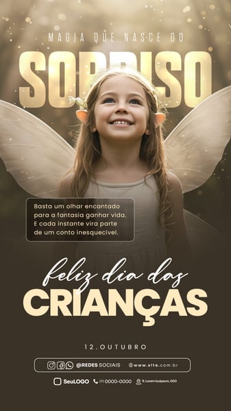 FELIZ DIA DAS CRIANÇAS 12 DE OUTUBRO STORY SOCIAL MEDIA PSD EDITÁVEL