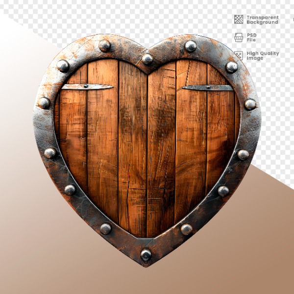 CORAÇÃO FERRO E MADEIRA  ELEMENTO 3D PARA COMPOSIÇÃO - HEART