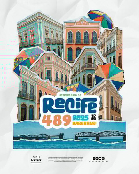 ANIVERSÁRIO DA CIDADE DE RECIFE 12 DE MARÇO PARABÉNS 489 ANOS SOCIAL MEDIA PSD EDITÁVEL 5