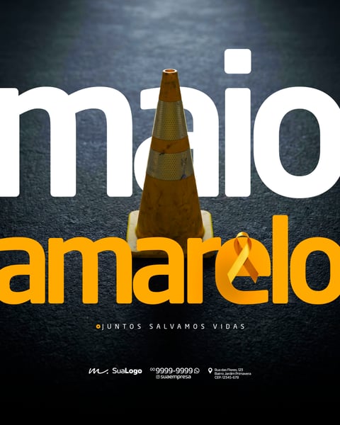CAMPANHA DE CONSCIENTIZAÇÃO TRÂNSITO MAIO AMARELO SOCIAL MEDIA PSD EDITÁVEL 3