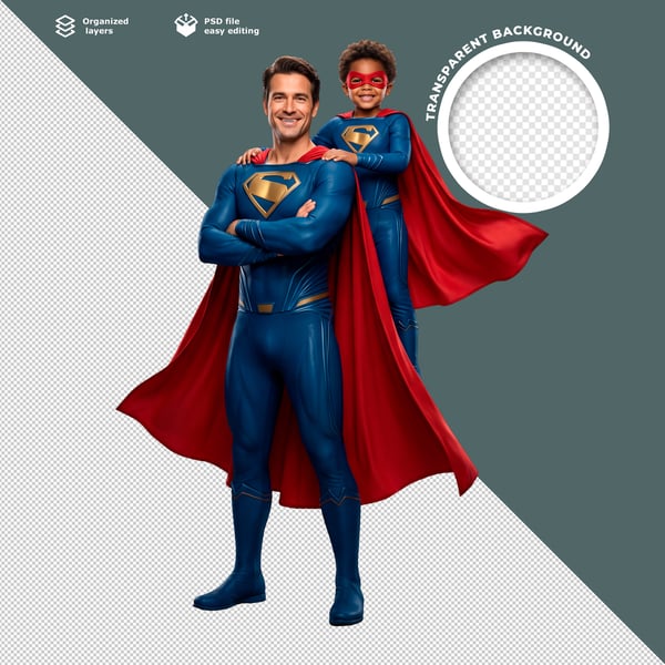 POST FEED SUPER HERÓIS FAMÍLIA HEROÍNA ELEGANTE AZUL VERMELHO PSD EDITÁVEL
