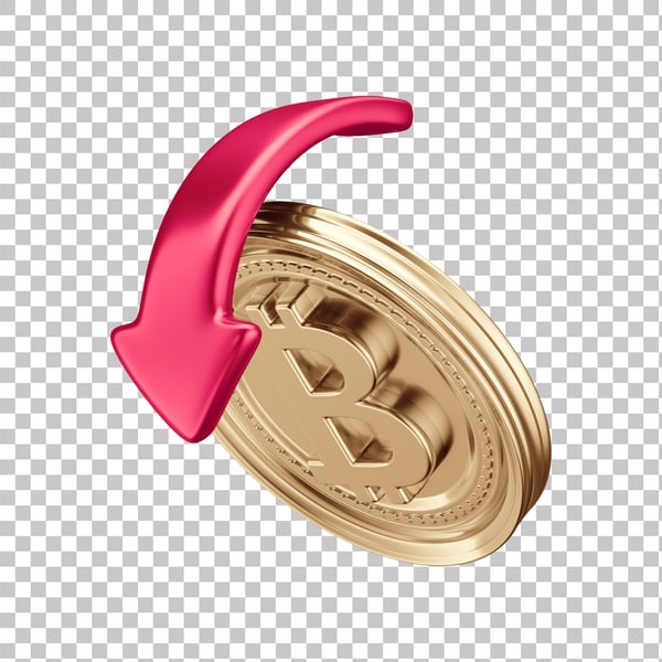 KBJ ASSET 3D DE CRIPTOMOEDAS BITCOIN SIMBOLIZANDO QUEDA COM FUNDO ISOLADO (3)