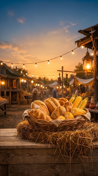 SÍTIO COM CESTA DE PÃES E MILHO 125