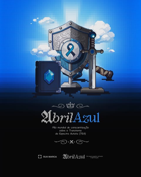 Campanha Abril Azul Conscientização Espectro Autista TEA Social Media PSD Editável