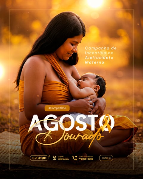 AGOSTO DOURADO CAMPANHA DE INCENTIVO A AMAMENTAÇÃO SOCIAL MEDIA PSD EDITÁVEL 10