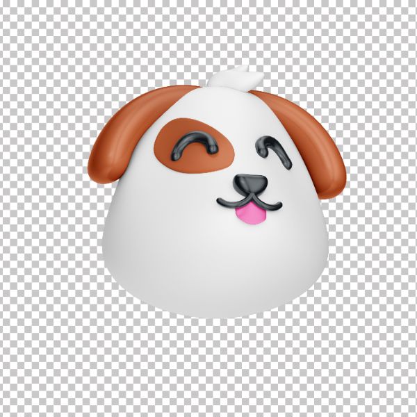 ASSET 3D - EMOJI CACHORRO EM 3D COM FUNDO TRANSPARENTE