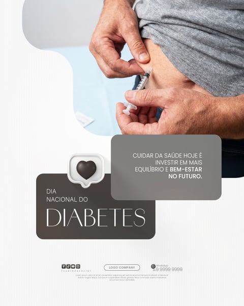 DIA NACIONAL DO DIABETES CONSCIENTIZAÇÃO SAÚDE SOCIAL MEDIA PSD EDITÁVEL 2