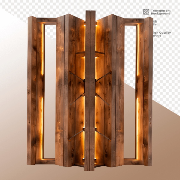 PORTA DE MADEIRA COM LUZ - ELEMENTO 3D PARA COMPOSIÇÃO