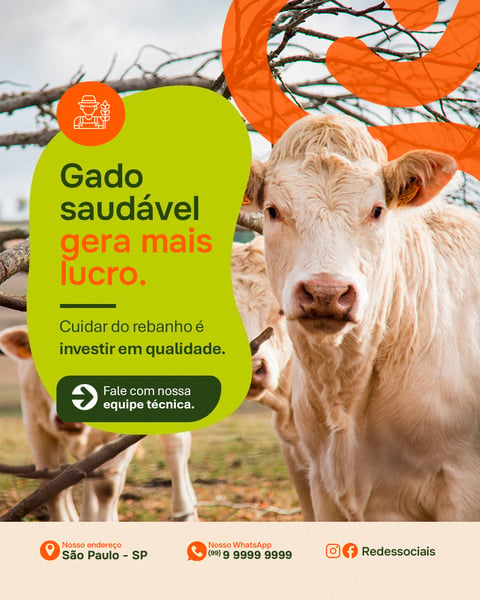 AGROPECUÁRIA GADO SAUDÁVEL SOCIAL MEDIA PSD EDITÁVEL