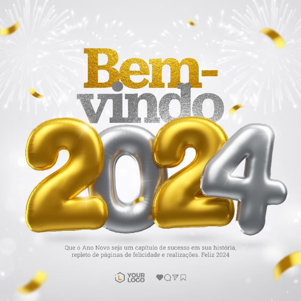Feliz Ano Novo 2024 Template Social Media