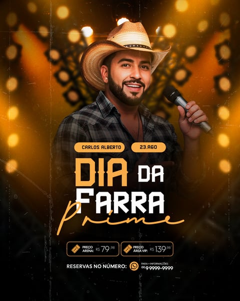 FLYER PARA EVENTO SHOW ARTISTA SERTANEJO PSD EDITÁVEL FEED 6