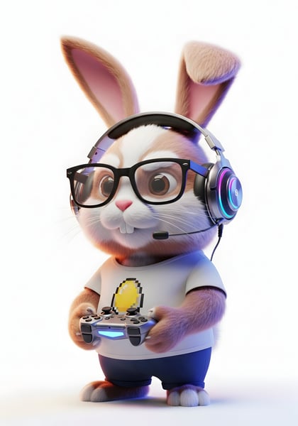 COELHINHO DA PÁSCOA GAMER COM HEADPHONE E ÓCULOS 04