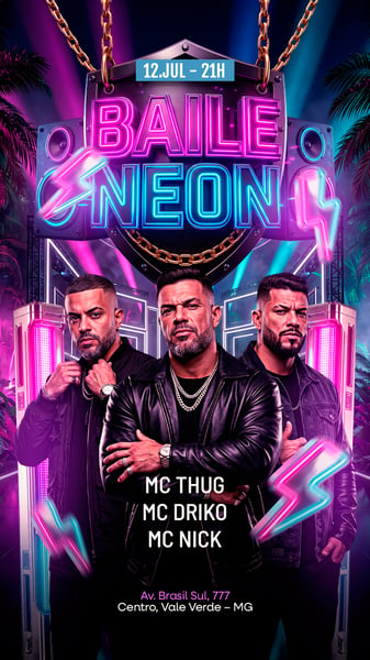 FLYER EVENTO DE SHOWS BAILE NEON STORY 246