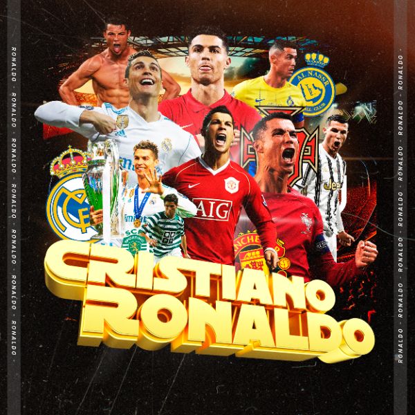 FLYER ESPORTIVO EMBLEMA 3D CRISTIANO RONALDO