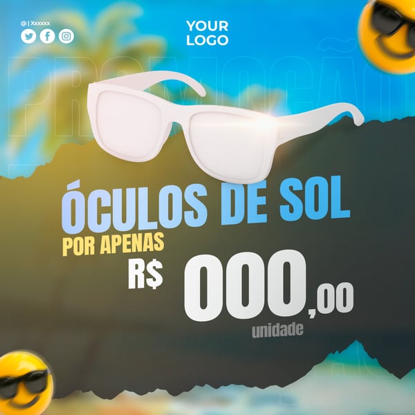 POST SOCIAL MEDIA ÓCULOS DE SOL ACESSÓRIO VERÃO PROTEÇÃO CALOR ÓTICA PSD