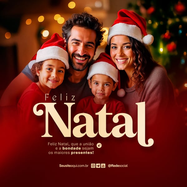 FELIZ NATAL 25 DE DEZEMBRO BOAS FESTAS SOCIAL MEDIA PSD EDITÁVEL