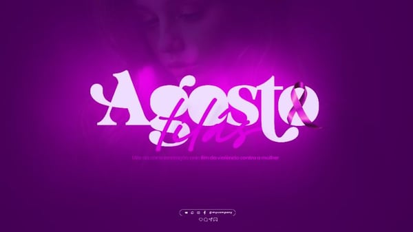 AGOSTO LILÁS CAMPANHA MÊS DA CONSCIENTIZAÇÃO PELO FIM DA VIOLÊNCIA CONTRA A MULHER SOCIAL MEDIA FLYER PSD EDITÁVEL