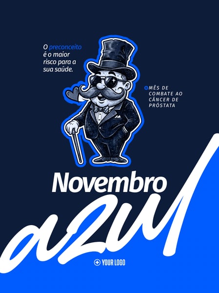 NOVEMBRO AZUL COMBATE AO CÂNCER DE PRÓSTATA SOCIAL MEDIA FLYER PSD EDITÁVEL
