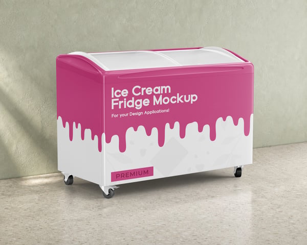 REFRIGERADOR DE SORVETE PSD EDITÁVEL MOCKUP