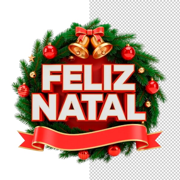 SELO 3D FELIZ NATAL EM PNG