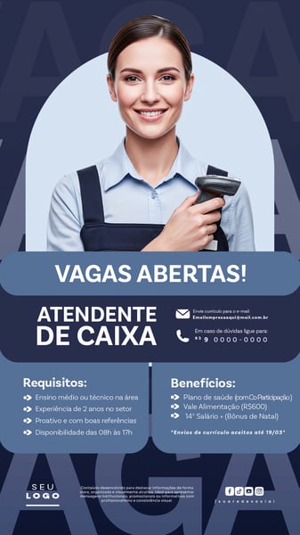 RECRUTAMENTO EMPREGO TEMOS VAGAS ABERTAS CONTRATAÇÃO STORY SOCIAL MEDIA PSD EDITÁVEL 10