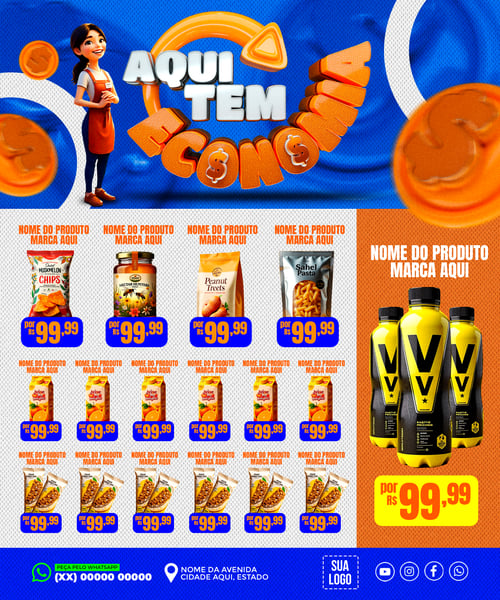 ENCARTE AQUI TEM ECONOMIA SUPERMERCADO REDES SOCIAIS