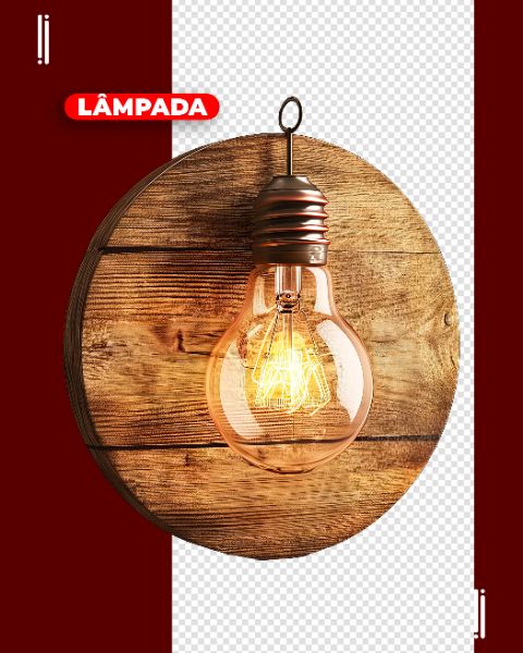 LÂMPADA COM MADEIRA | PARA COMPOSIÇÃO | IMAGEM SEM FUNDO | PSD EDITÁVEL