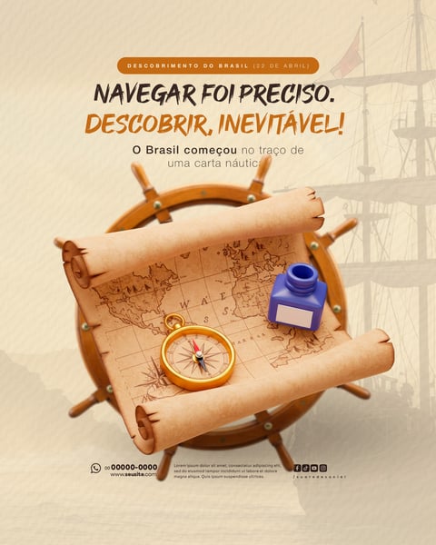 DIA DO DESCOBRIMENTO DO BRASIL 22 DE ABRIL SOCIAL MEDIA EDITÁVEL 