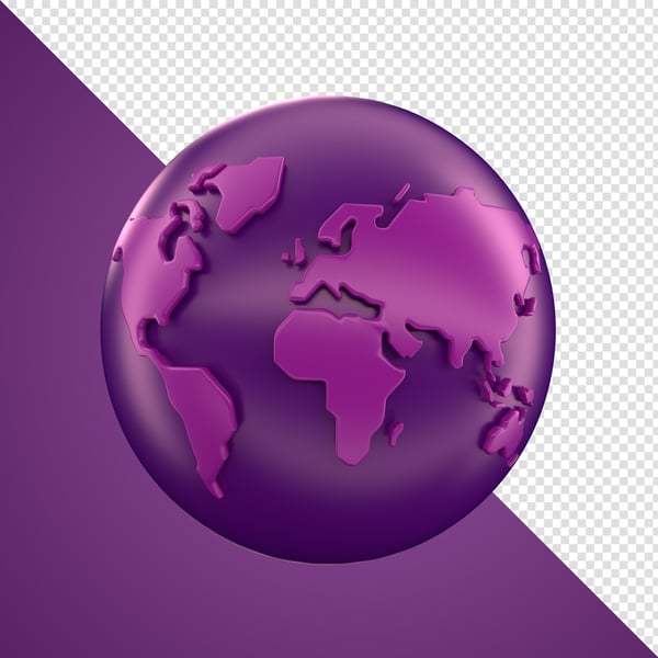 ELEMENTO 3D FEVEREIRO ROXO MUNDO GLOBO PLANETA TERRA PNG