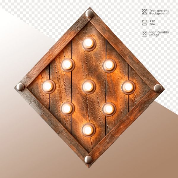 LOSANGO DE MADEIRA COM LUZ - ELEMENTO 3D PARA COMPOSIÇÃO