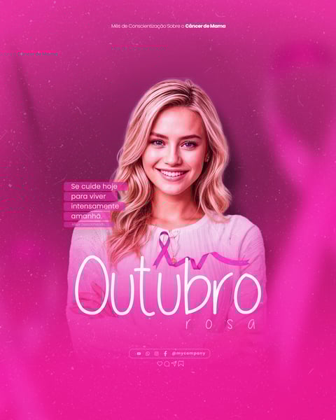 OUTUBRO ROSA MÊS DE CONSCIENTIZAÇÃO SOBRE O CÂNCER DE MAMA SOCIAL MEDIA FLYER PSD EDITÁVEL F1