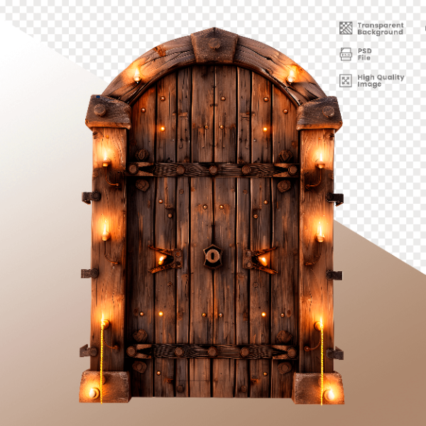 PORTA DE MADEIRA COM LUZ - ELEMENTO 3D PARA COMPOSIÇÃO