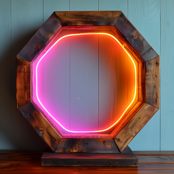 ELEMENTO DE MADEIRA COM LUZES EM 3D | IMAGEM