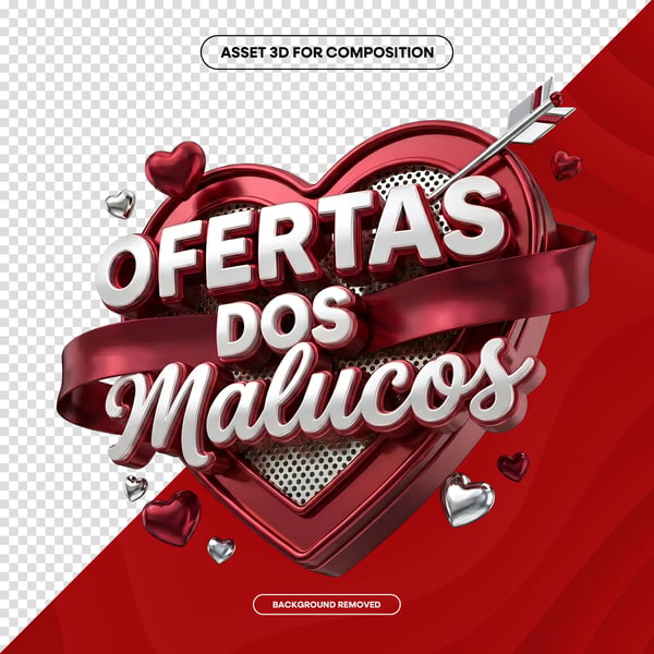 SELO 3D IA OFERTAS DOS MALUCOS NAMORADOS SOCIAL MEDIA PNG