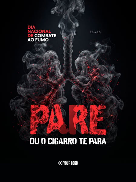 CAMPANHA CONTRA O TABAGISMO SAÚDE SOCIAL MEDIA FLYER PSD EDITÁVEL