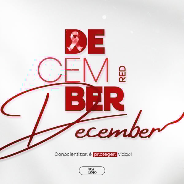RED DECEMBER MÊS DE LUTA E CONSCIENTIZAÇÃO CONTRA AIDS, HIV E OUTRAS DSTs SOCIAL MEDIA EDITÁVEL PSD