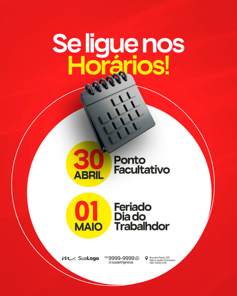 COMUNICADO DE HORÁRIO ESPECIAL DE FUNCIONAMENTO SOCIAL MEDIA PSD EDITÁVEL 3