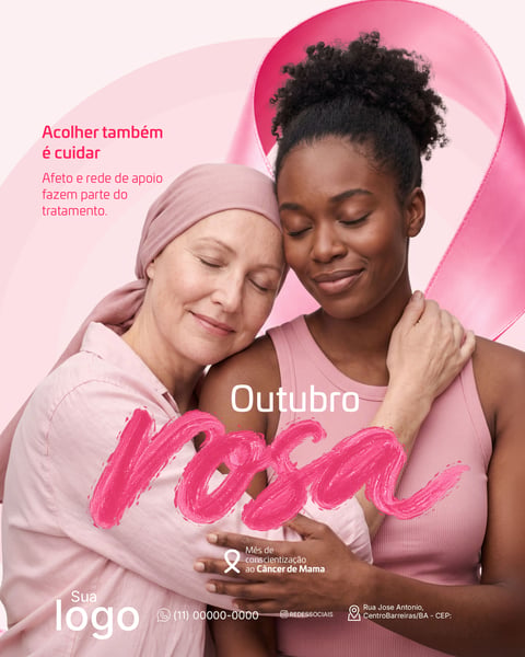 OUTUBRO ROSA CAMPANHA DE CONSCIENTIZAÇÃO E PREVENÇÃO DO CÂNCER DE MAMA PSD EDITÁVEL 8