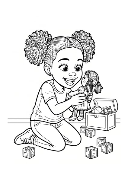 IMAGEM PARA IMPRESSÃO DIA DAS CRIANÇAS MENINA COM BONECA EM JPG