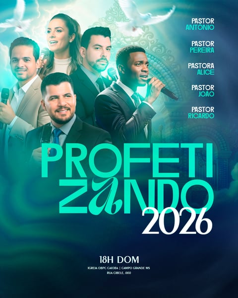 FLYER GOSPEL IGREJA CULTO PROFETIZANDO 2026 PSD FEED